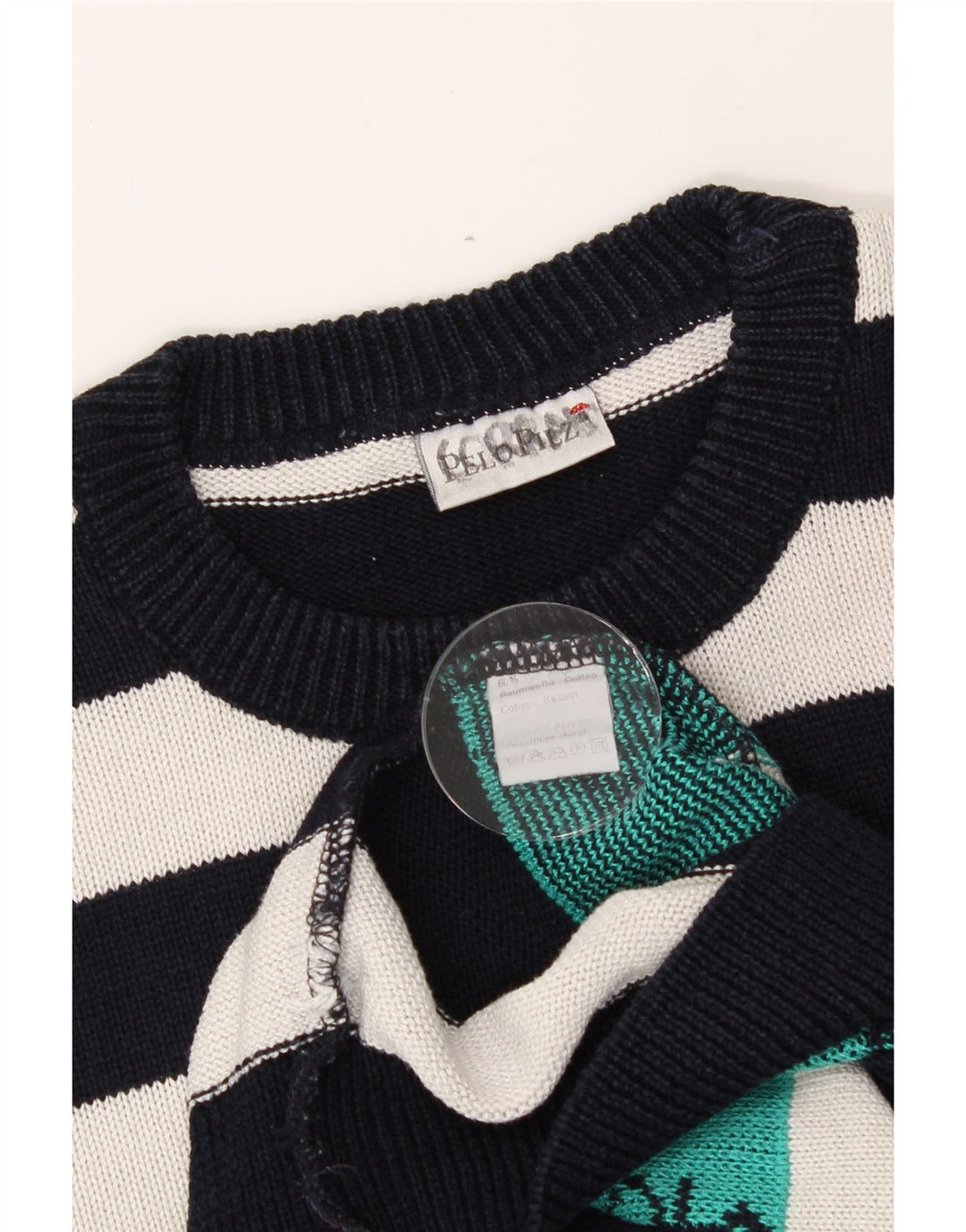 VINTAGE Mens Crew Neck Jumper Sweater IT 48 Medium Multicoloured Striped Vintage Vintage and Second-Hand Vintage from Messina Hembry 