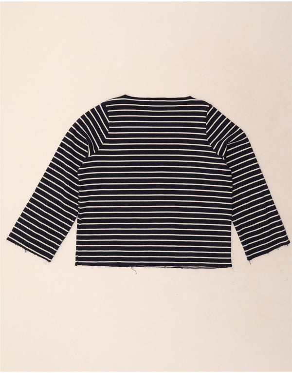 Top Zara Trafaluc da donna a maniche lunghe UK 10 Small Blu Navy a righe