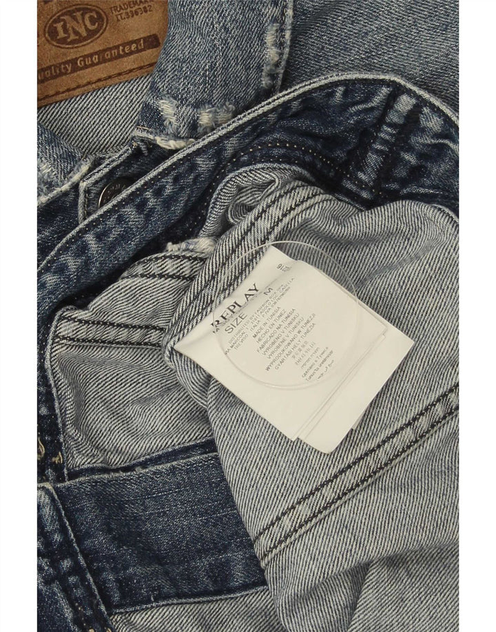 Giacca in denim invecchiato da donna Replay UK 14 cotone blu medio