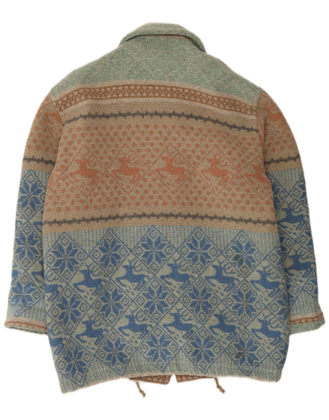Cappotto giacca a vento dal taglio ampio da donna VINTAGE UK 16 Large Blue Fair Isle