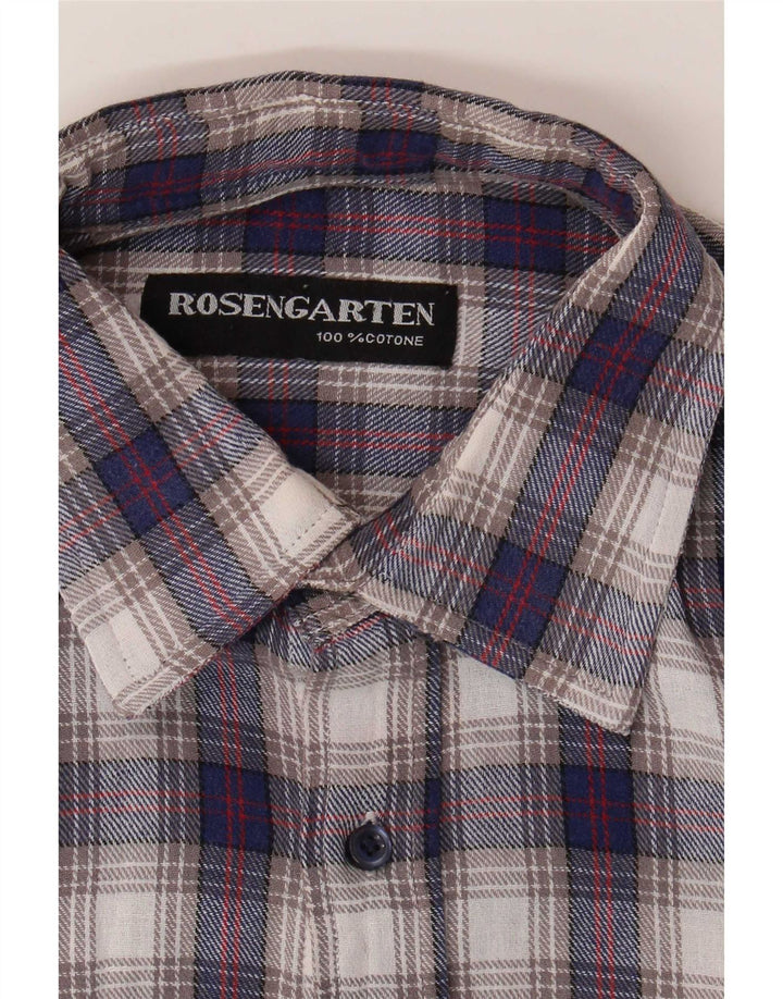 Camicia da uomo in flanella Rosengarten in cotone a quadri blu medio