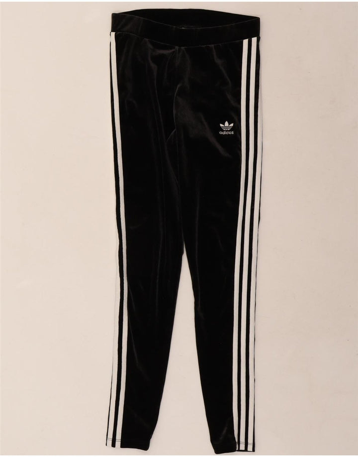 Leggings in velluto da donna Adidas UK 12 poliestere nero medio