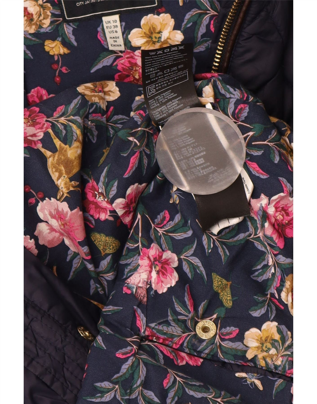 Giacca trapuntata da donna JOULES UK 10 Small Blu Navy in poliammide