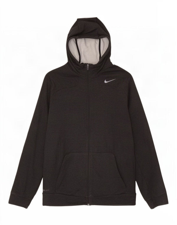 Felpa con cappuccio e zip Nike Dri Fit da uomo XL in viscosa grigia