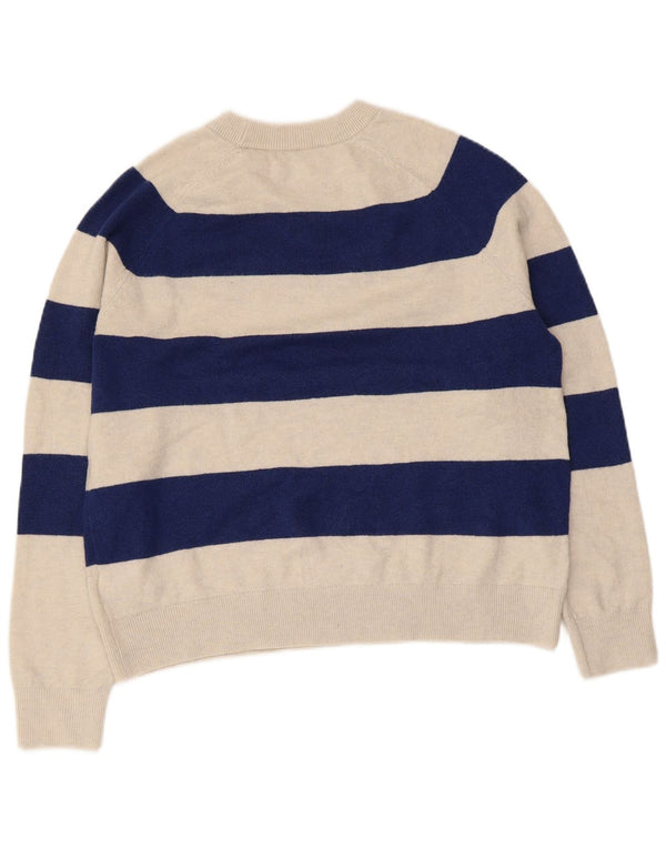 Maglione maglione girocollo da donna Marks & Spencer UK 14 a righe beige medio