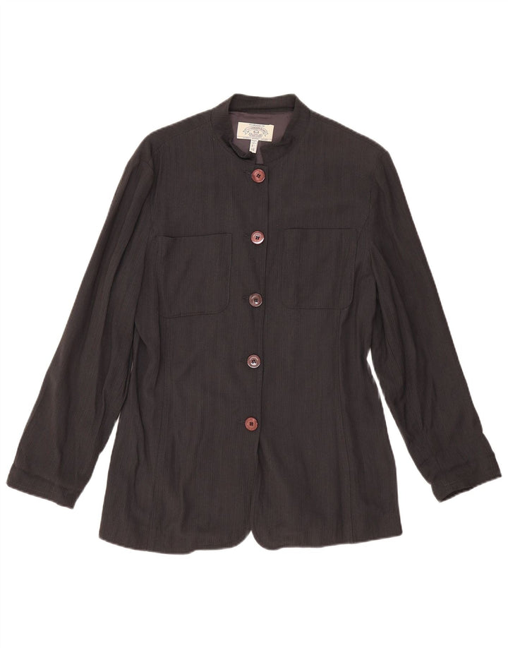 ARMANI JEANS Giacca Blazer da Donna a 5 Bottoni UK 14 Large Nera in Viscosa