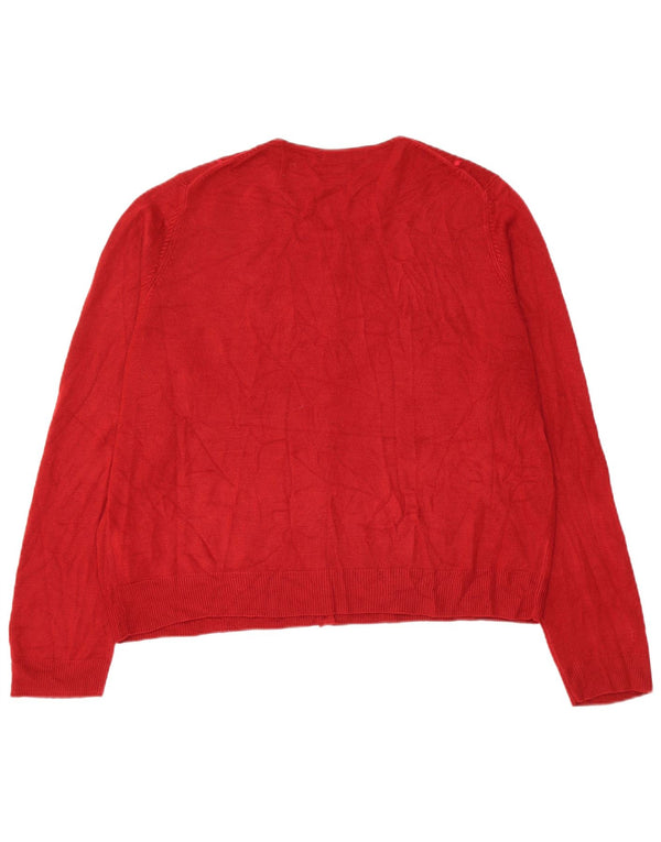 Maglione cardigan da donna Marks & Spencer UK 22 3XL Acrilico a strisce rosse