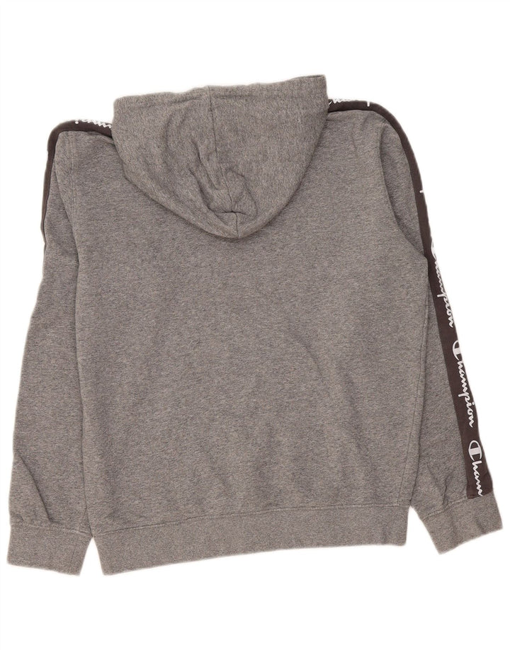 Maglione con cappuccio grafico da uomo Champion in cotone color block grigio medio