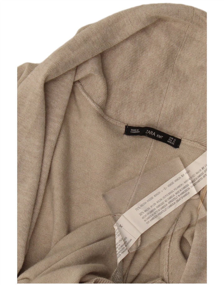 Maglione cardigan aperto da donna Zara UK 10 piccolo beige viscosa