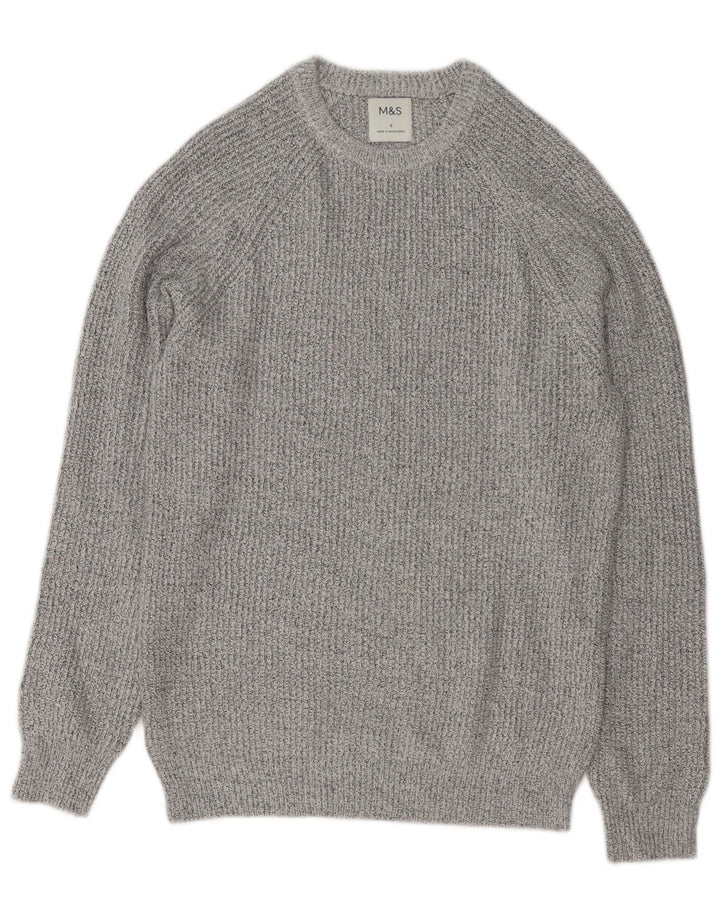 Maglione maglione girocollo da uomo Marks & Spencer piccolo grigio in poliammide