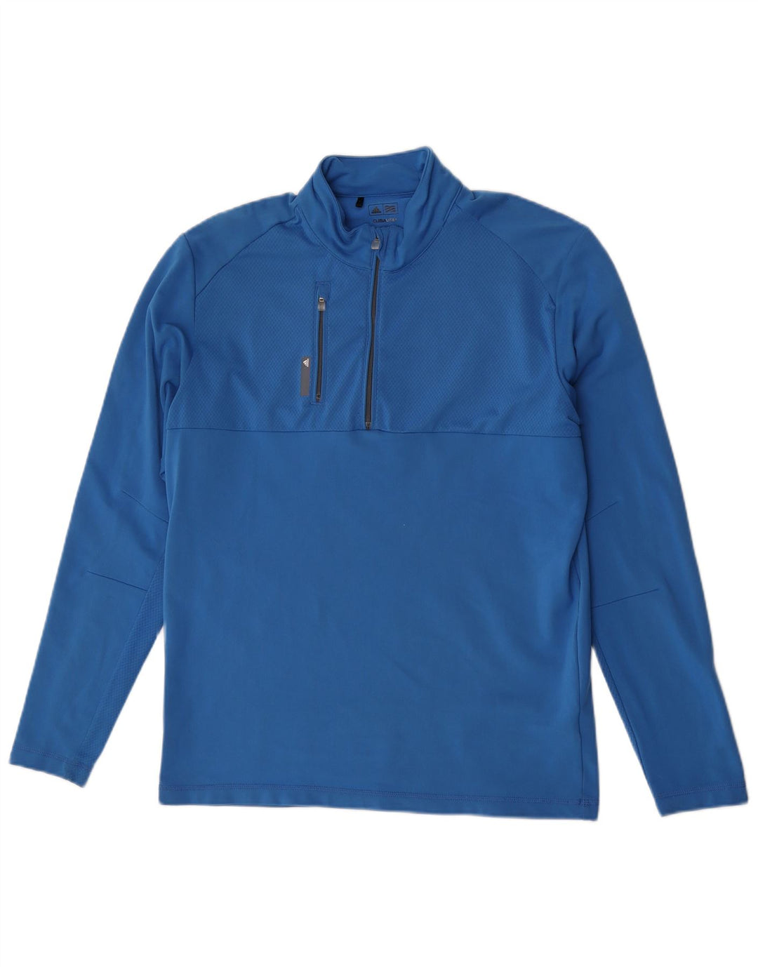 Adidas Uomo Climalite Zip Neck Pullover Tuta Top Blu Medio Poliestere