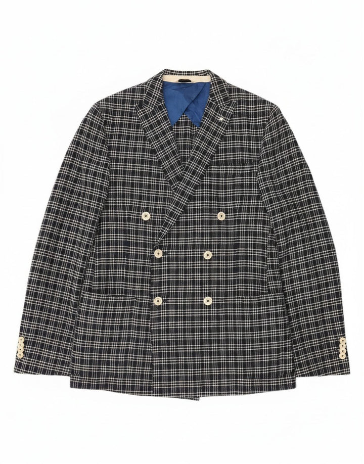 Giacca blazer doppiopetto da uomo Manuel Ritz IT 48 medio blu navy a quadri