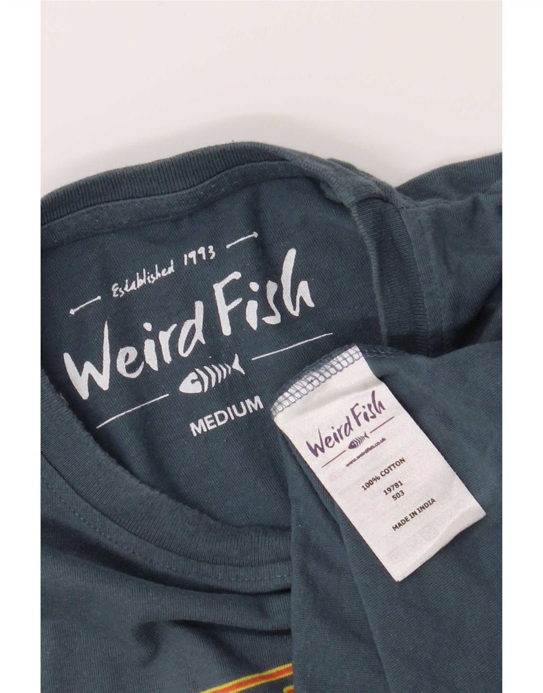 T-shirt grafica da uomo Weird Fish Top in cotone blu medio