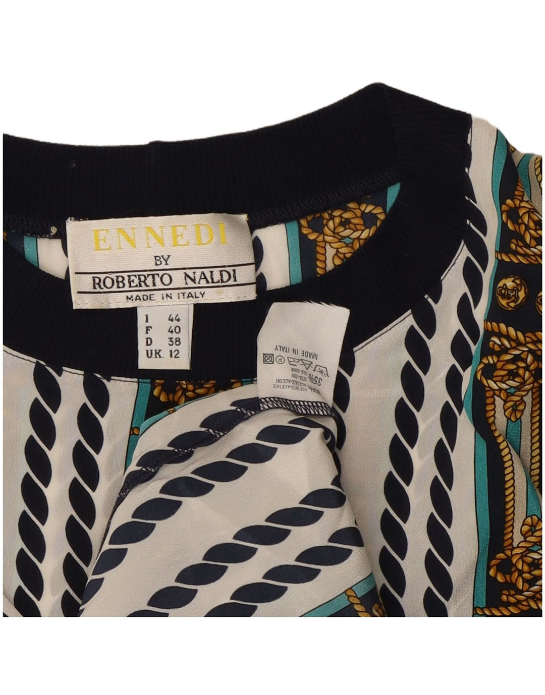 ENNEDI Camicetta da donna Top UK 12 Acetato a righe bianche medie