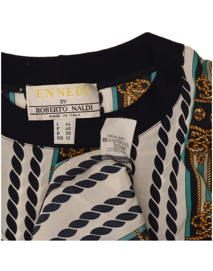 ENNEDI Camicetta da donna Top UK 12 Acetato a righe bianche medie