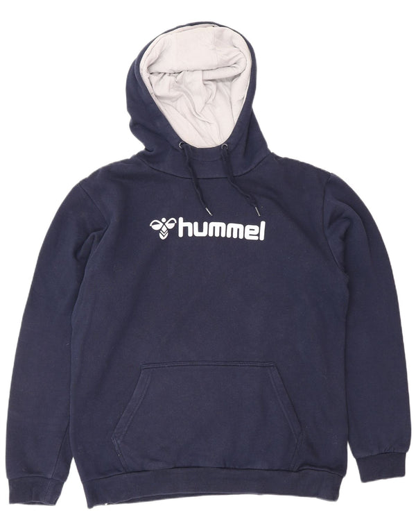 Maglione con cappuccio grafico da uomo HUMMEL grande in cotone blu navy
