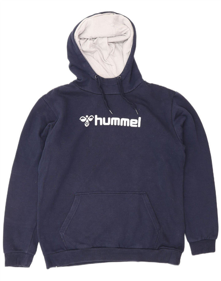 Maglione con cappuccio grafico da uomo HUMMEL grande in cotone blu navy