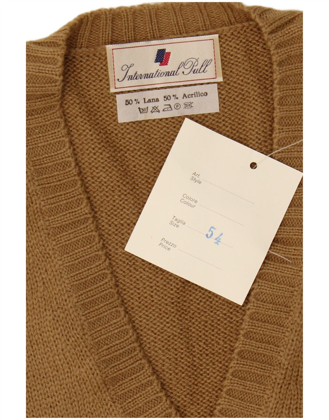 Canotta vintage da uomo IT 54 XL in lana beige