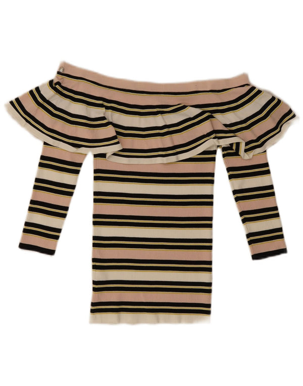 Patrizia Pepe Top da donna con spalle scoperte US 2 XS a righe multicolore
