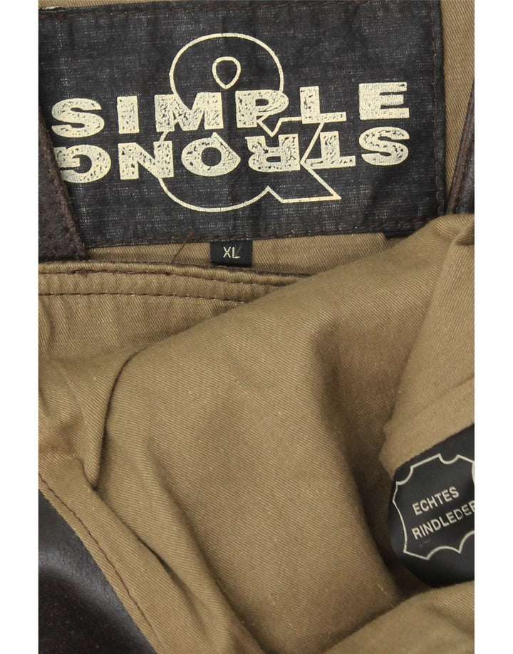 Gilet in pelle da uomo VINTAGE XL in pelle marrone