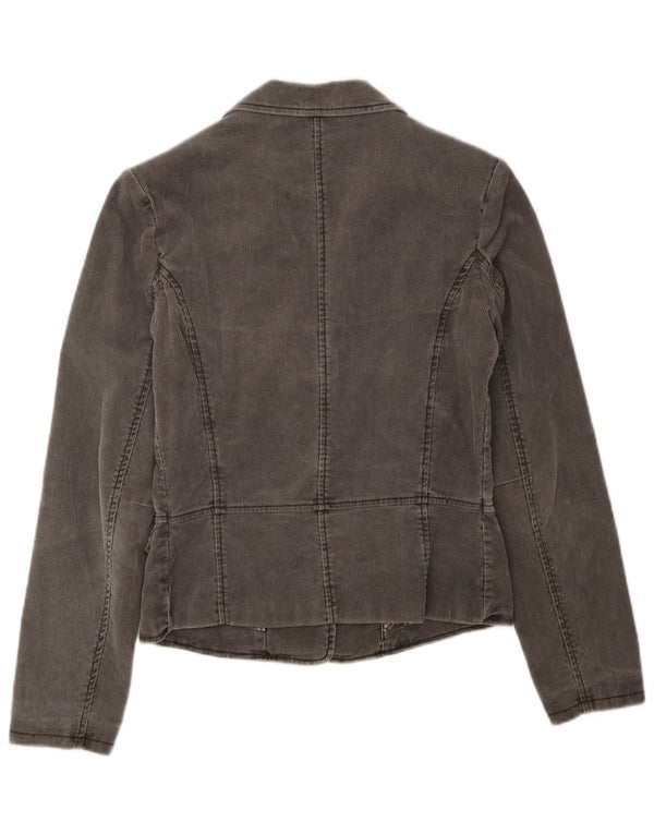 PEPE Jeans Giacca da donna in velluto a coste a 1 bottone UK 10 Piccolo grigio floreale