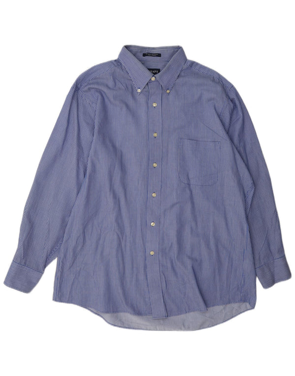 Camicia da uomo Chaps taglia 16 1/2 grande cotone gessato blu