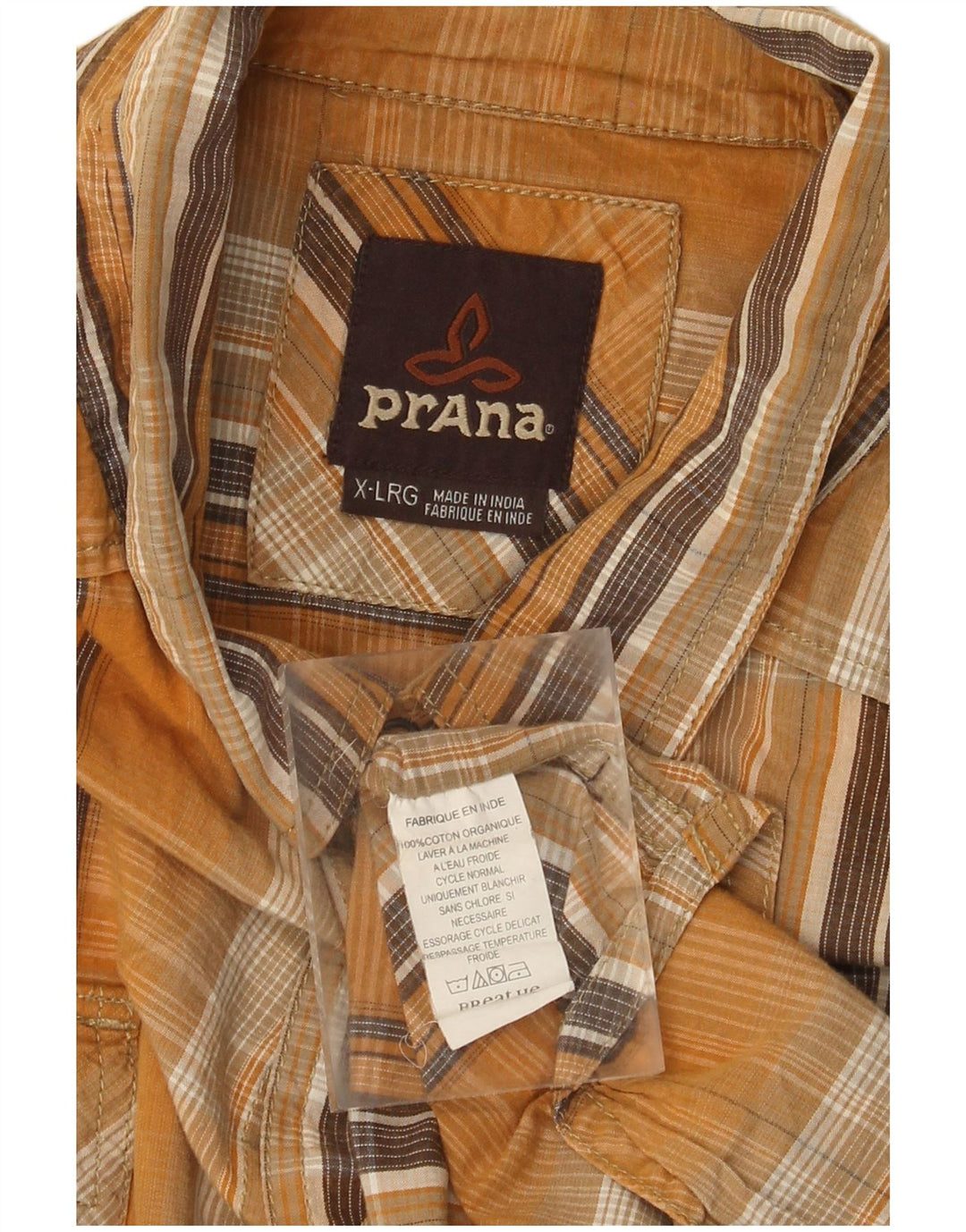 Camicia da uomo Prana XL in cotone a quadri gialli