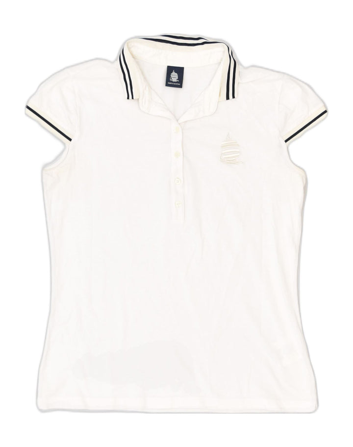 MARINA YACHTING Womens Oversized Polo Shirt UK 16 arge White Cotton | Vintage Marina Yachting | Thrift | Second-Hand Marina Yachting | Used Clothing | Messina Hembry 