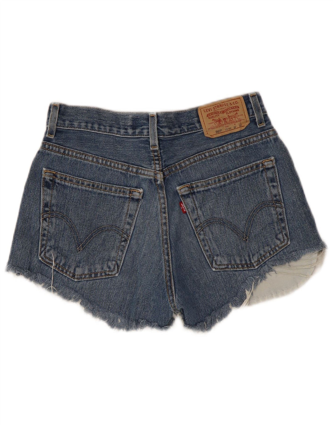 LEVI'S Ragazze 569 Shorts in denim effetto invecchiato vestibilità ampia 13-14 anni W27 Blu
