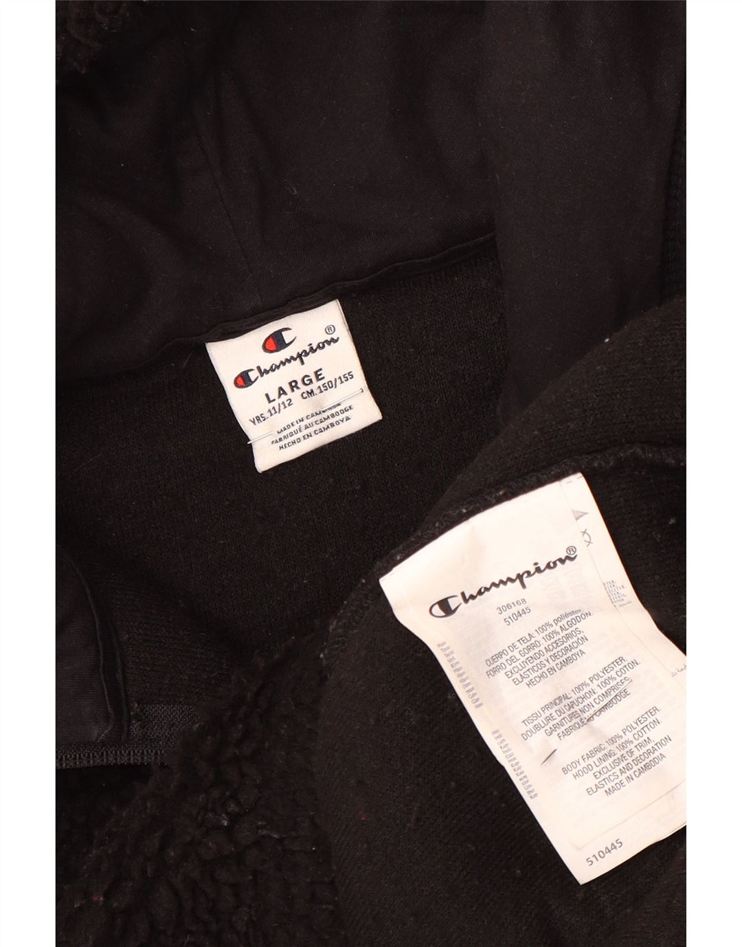 Maglione in pile con cappuccio grafico da ragazzo Champion 11-12 anni grande nero
