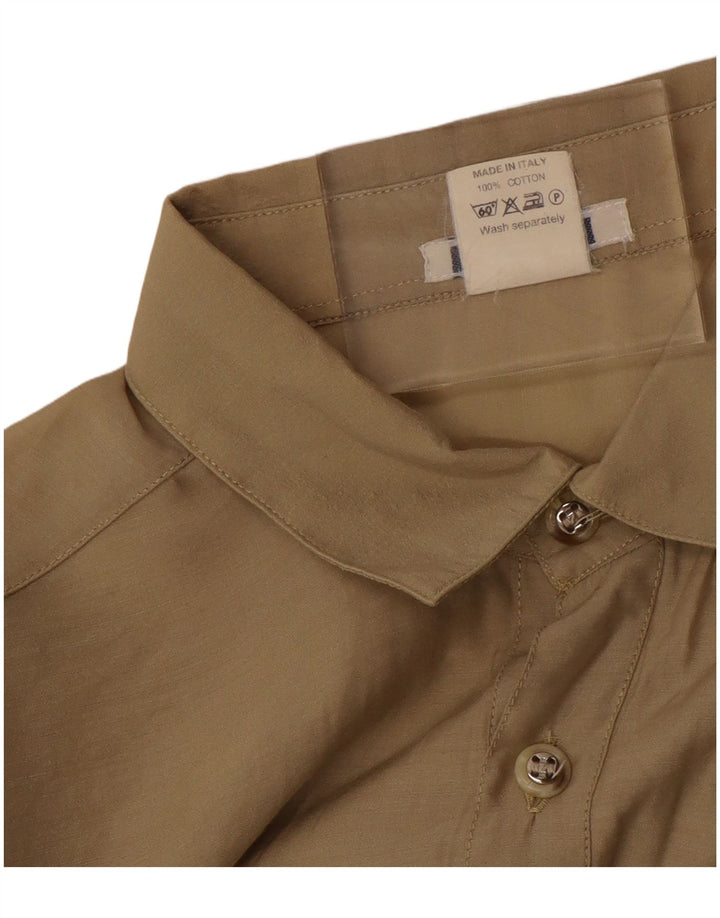 Camicia pullover a maniche corte vintage da uomo grande in cotone beige