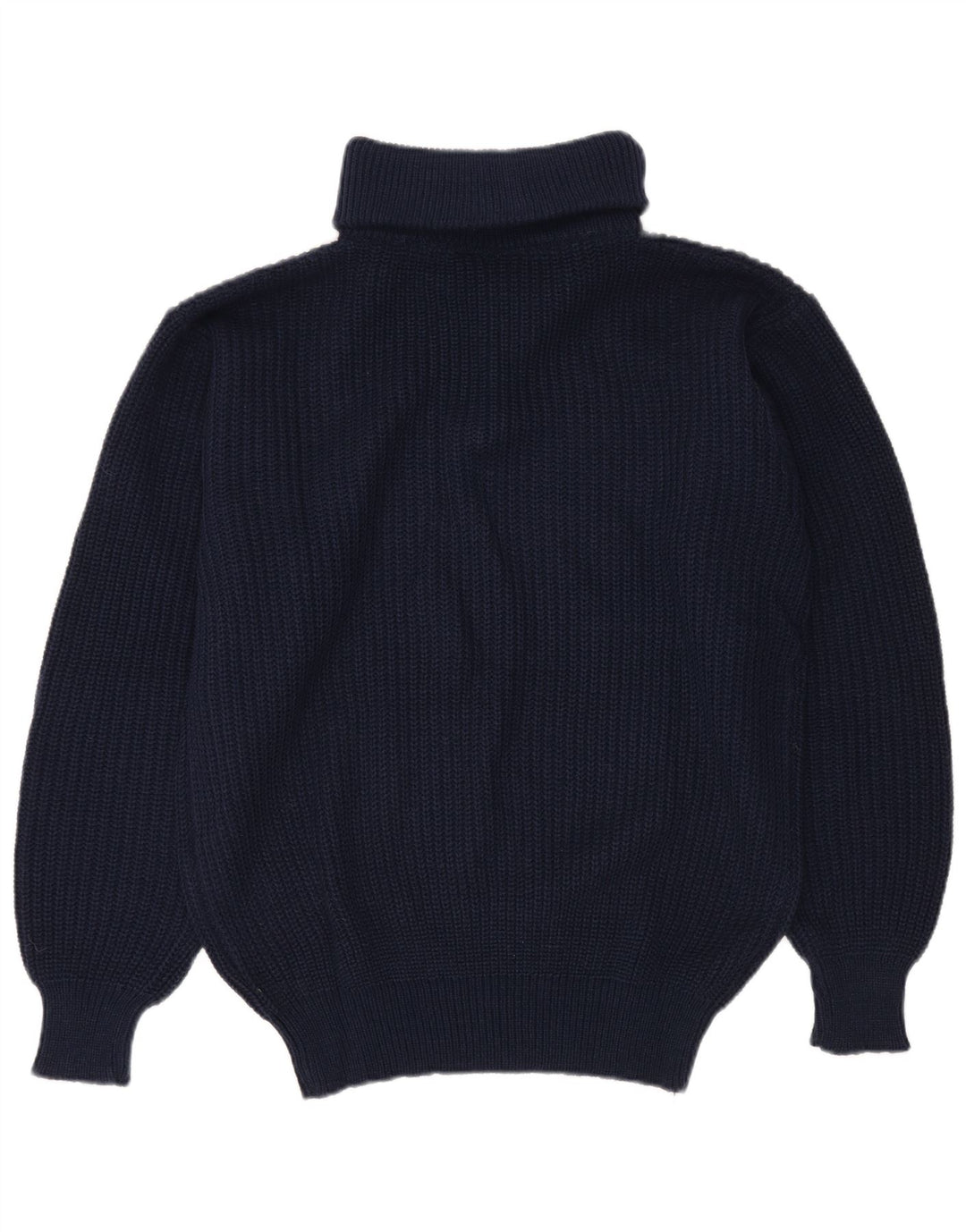 Maglione vintage da uomo con zip e collo IT 52 Large blu navy in poliacrilico
