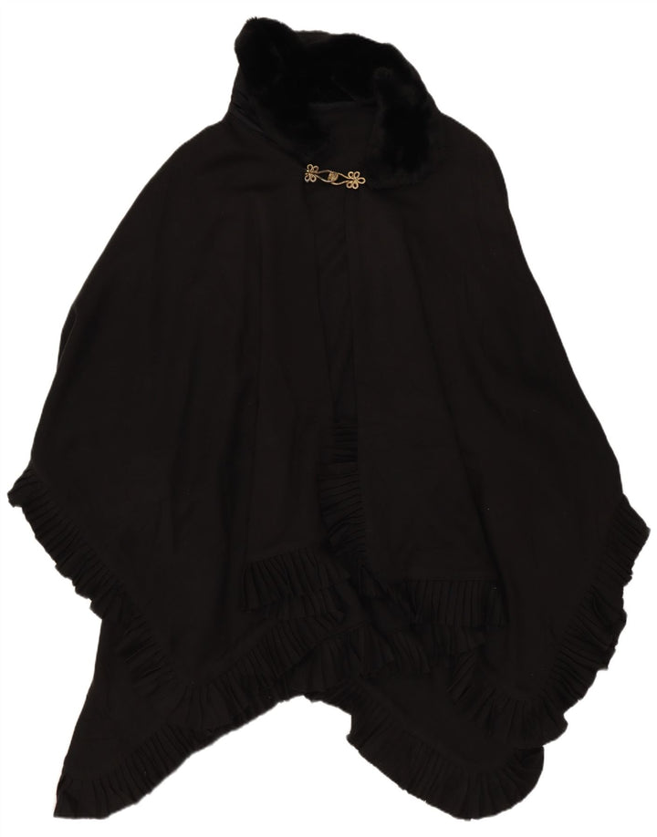 Cappotto poncho vintage da donna, taglia unica, nero