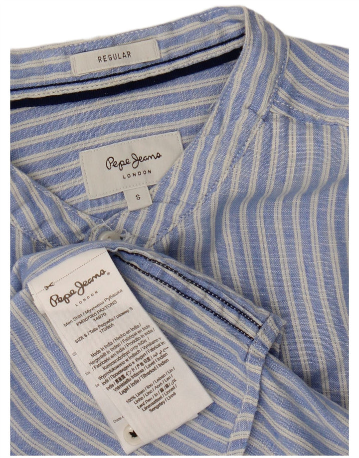 PEPE Jeans Camicia Regular da Donna UK 10 Piccolo Lino a Righe Blu