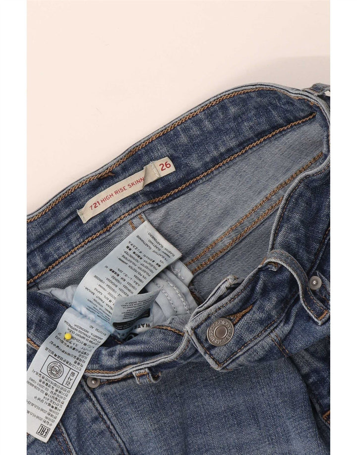 Pantaloncini di jeans a vita alta Levi's 721 da donna W26 piccoli in cotone blu