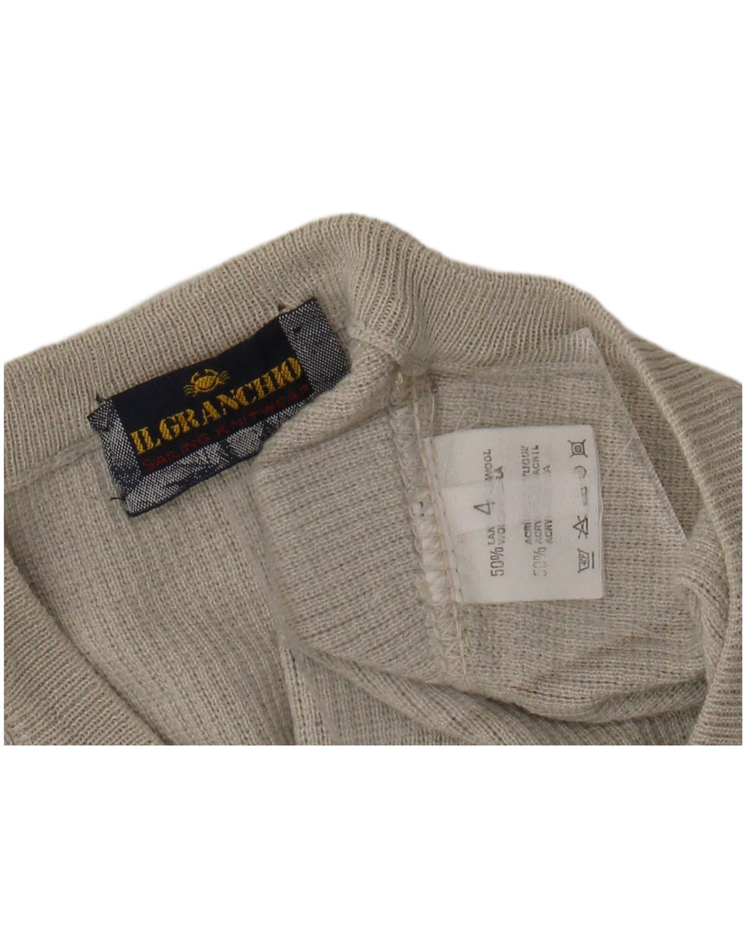 IL GRANCHIO Maglione Uomo Scollo a V Lana Beige Medio