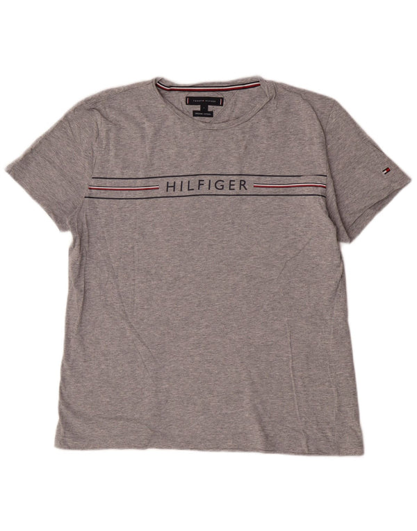 T-shirt grafica a maniche corte da donna Tommy Hilfiger Top grande in cotone grigio