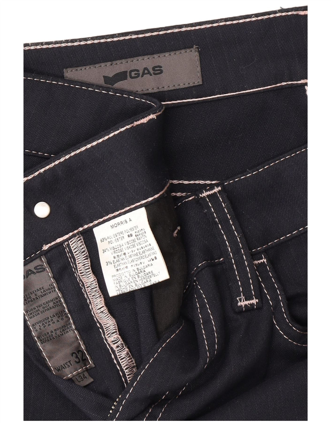 Pantaloni casual dritti da donna GAS W32 L26 poliestere blu navy