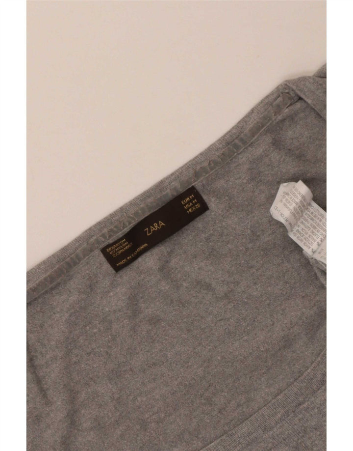 Maglione maglione con scollo a barca da donna Zara UK 12 Rayon grigio medio