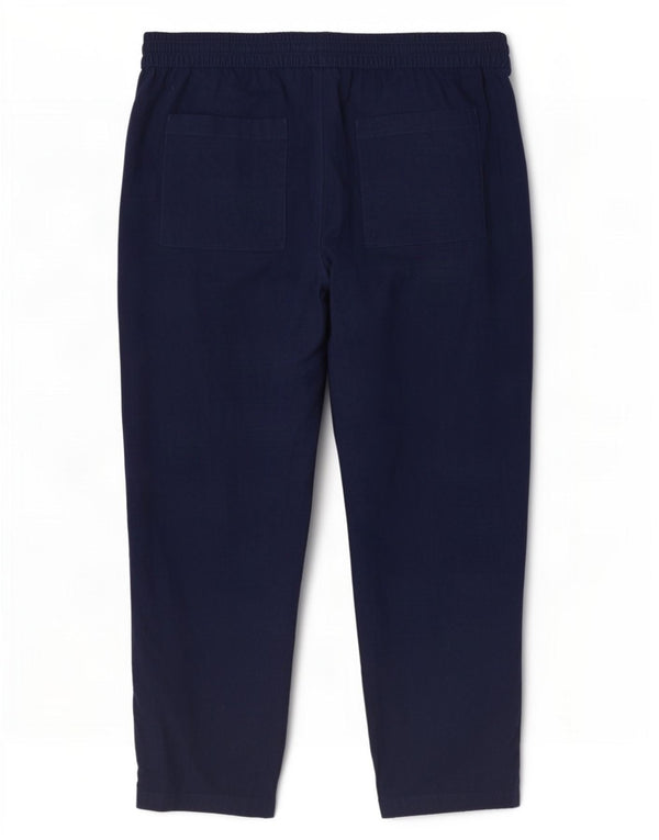 Pantaloni casual a vita alta da donna Marks & Spencer UK 18 XL W38 L28 Blu Navy