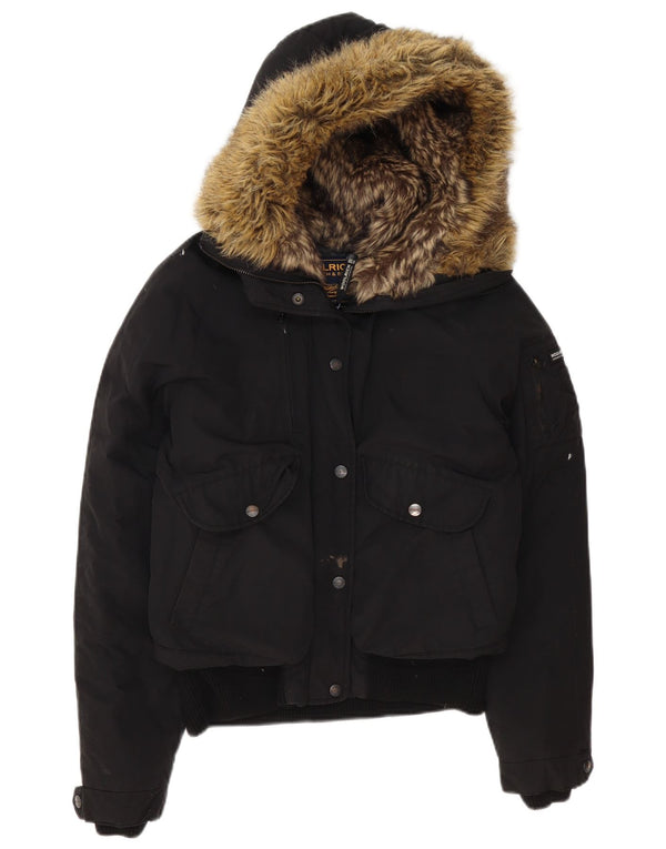 Giacca imbottita con cappuccio da donna Woolrich UK 14 poliestere nero medio