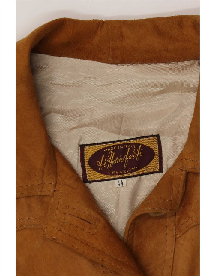 Giubbotto bomber vintage in pelle scamosciata da donna IT 44 Marrone medio retrò