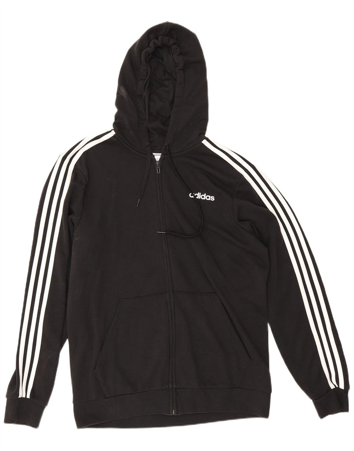 Maglione con cappuccio e zip Adidas da uomo grande in cotone nero