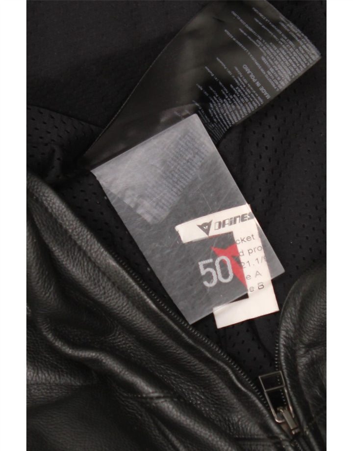 DAINESE Mens Graphic Leather Racer Jacket IT 50 Large Black Leather