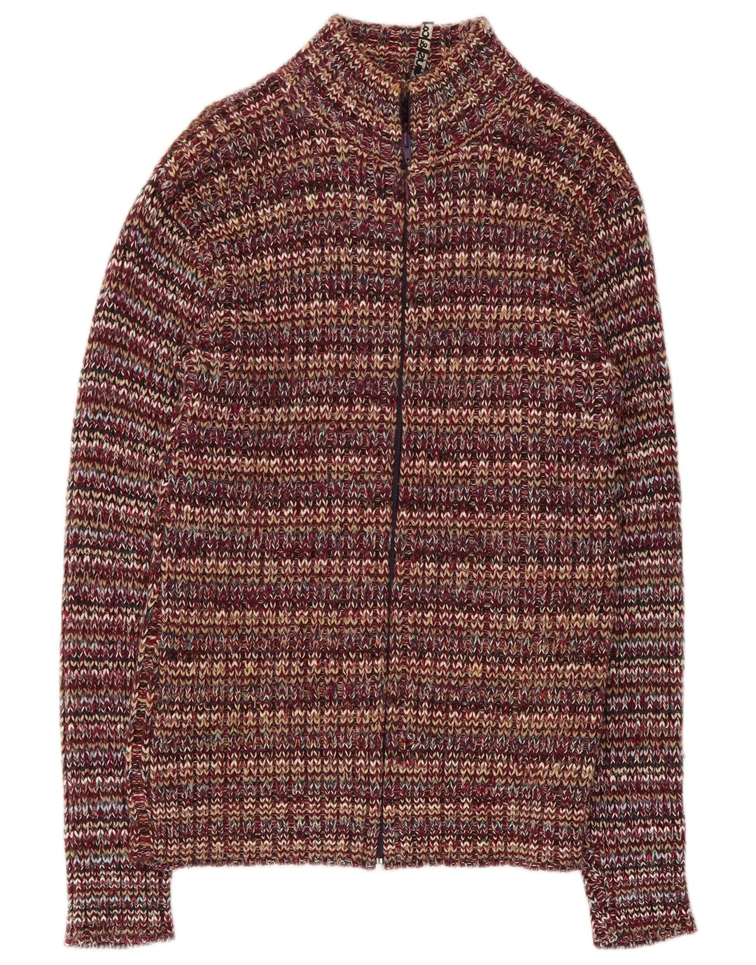 Maglione cardigan da donna vintage UK 10 piccolo acrilico multicolore