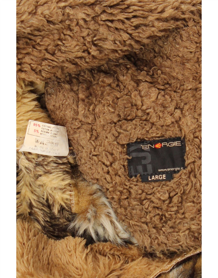 Giacca Sherpa da uomo ENERGIE UK 40 Grande cotone patchwork marrone