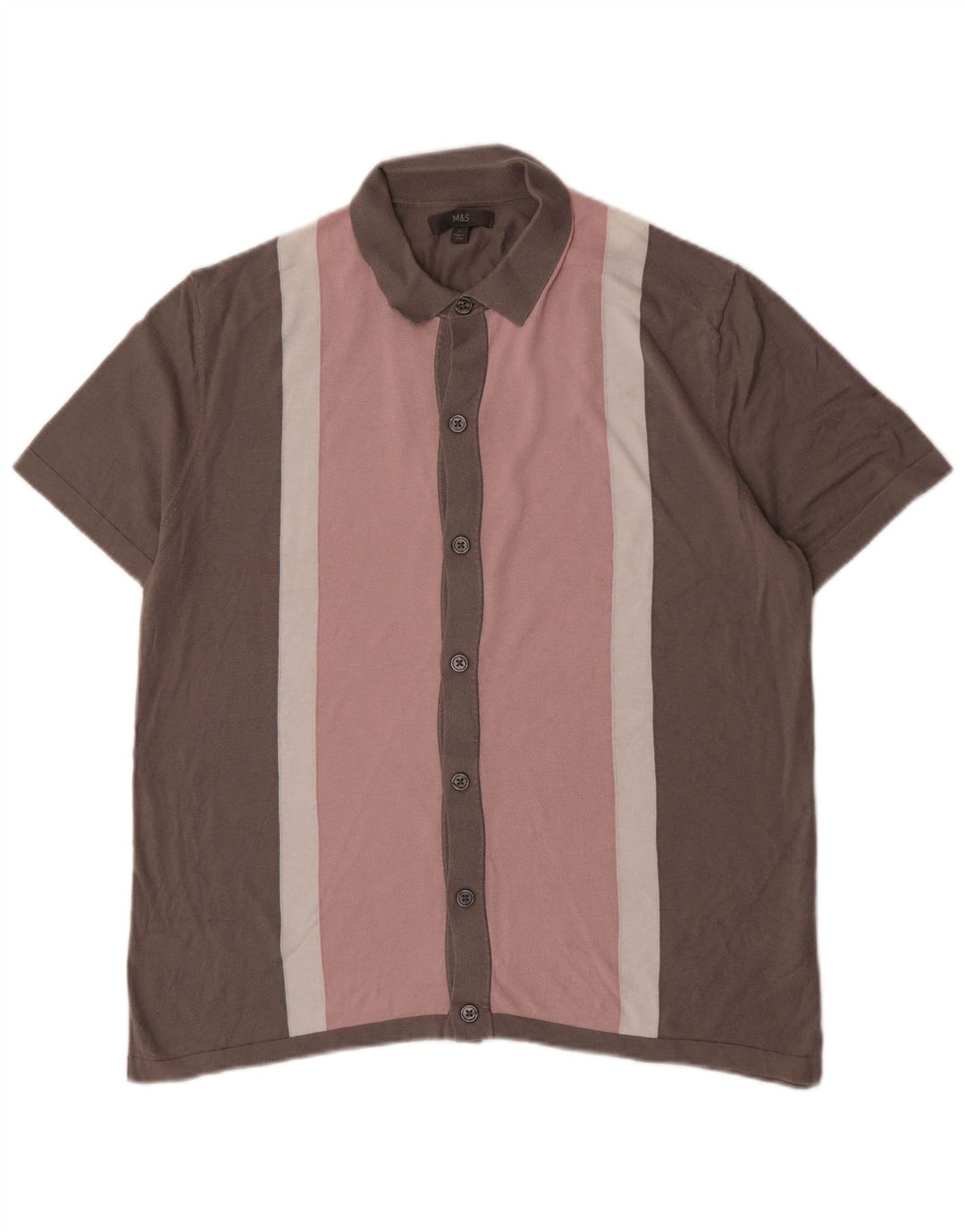 Camicia a maniche corte da uomo Marks & Spencer grande in cotone color block rosa