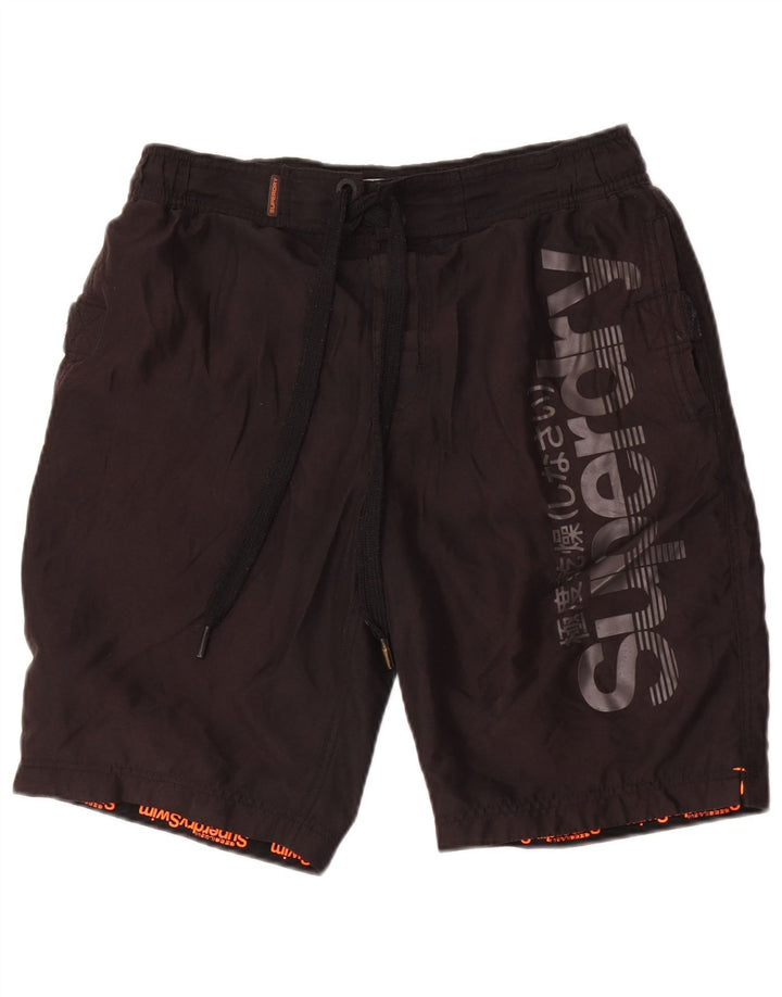 Pantaloncini da bagno grafici da uomo Superdry poliestere nero medio