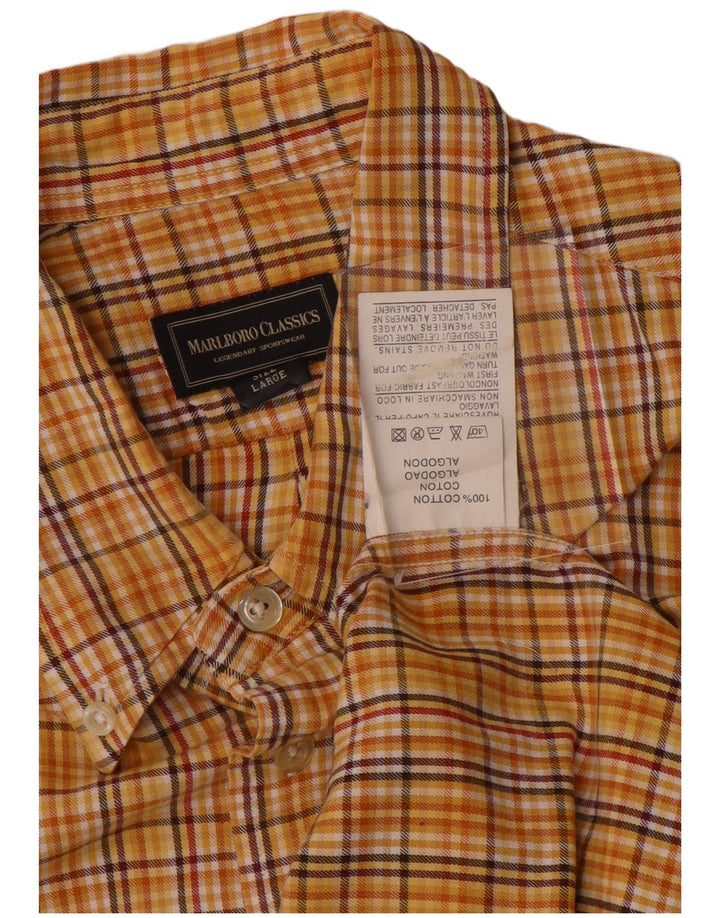 Camicia da uomo Marlboro Classics in cotone a quadri gialli grandi