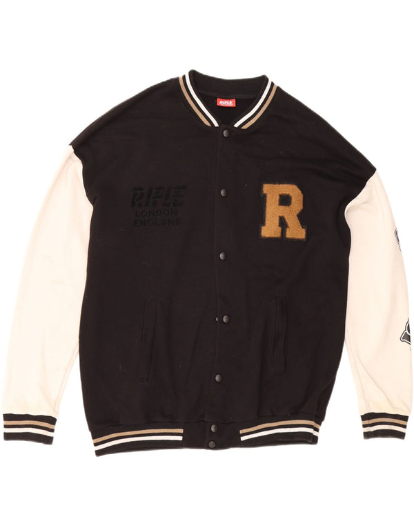 Giacca college grafica da uomo Rifle UK 42 XL Cotone color block nero